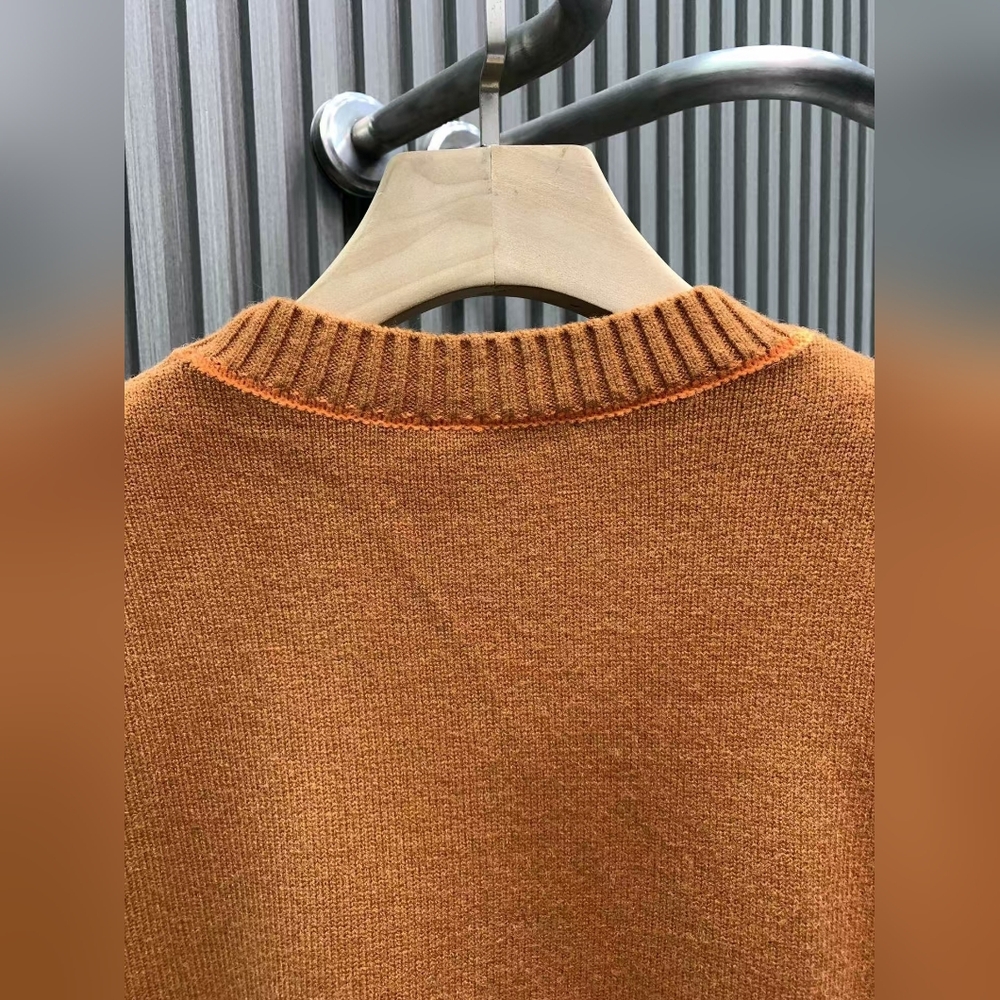 Fendi Orange Crew Neck Logo Letter Knit Sweater - Picture 4 of 10